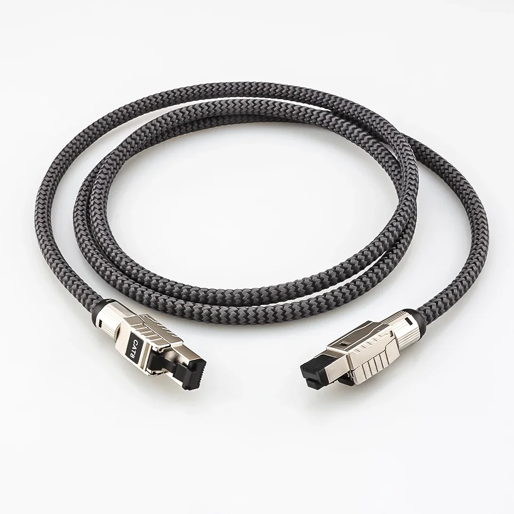 HIFI Cat 8 Ethernet Cable Pure Silver Core Full Shielding 40Gbps 2000MHz High Speed RJ45 Network Patch Cord LAN cable