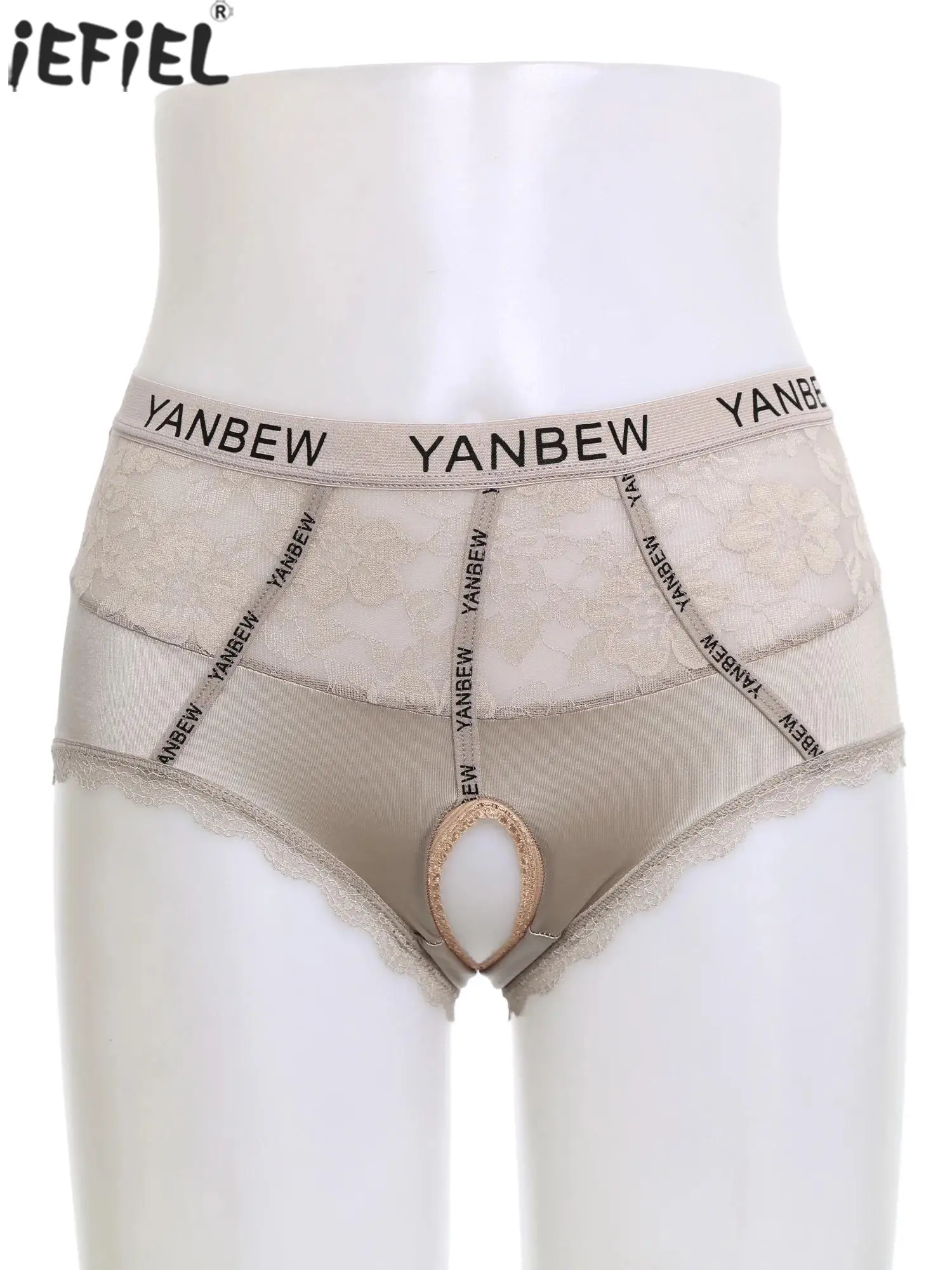 

Women Sexy Letter Print Briefs Lingerie Floral Lace Open Butt Flaunting Underpants Briefs for Couple's Dirty Tempting Underwear