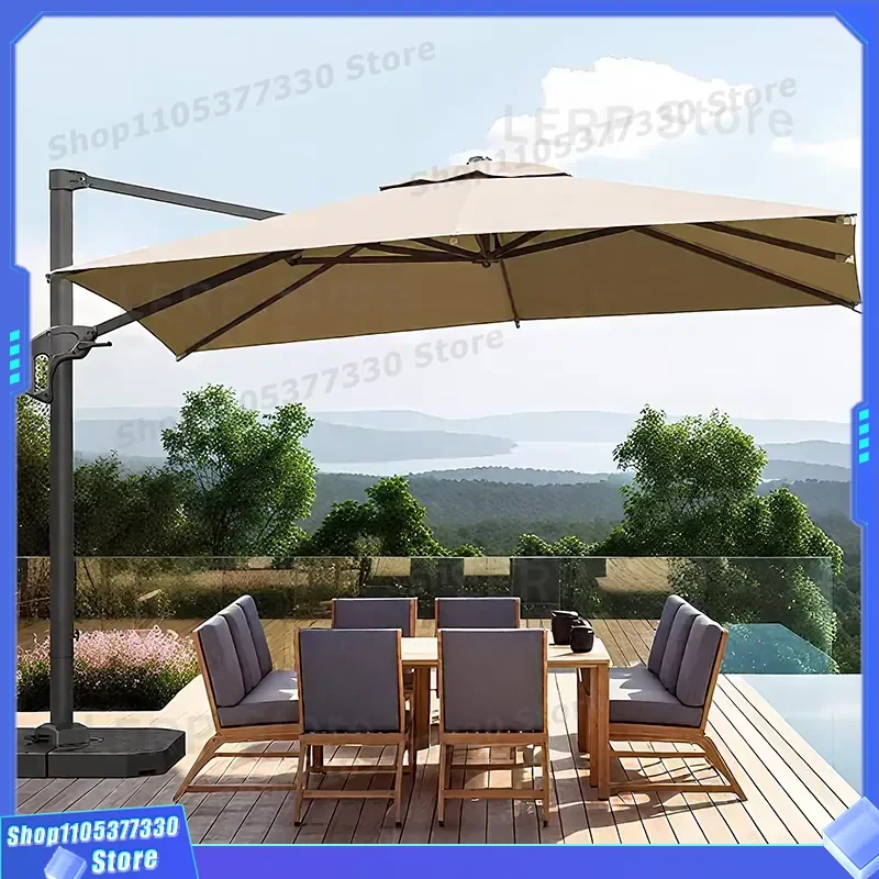 2025 New Patio Umbrella with Solar LED Outdoor Umbrellas Gardens Sun Shade Patio Umbrellas & Bases