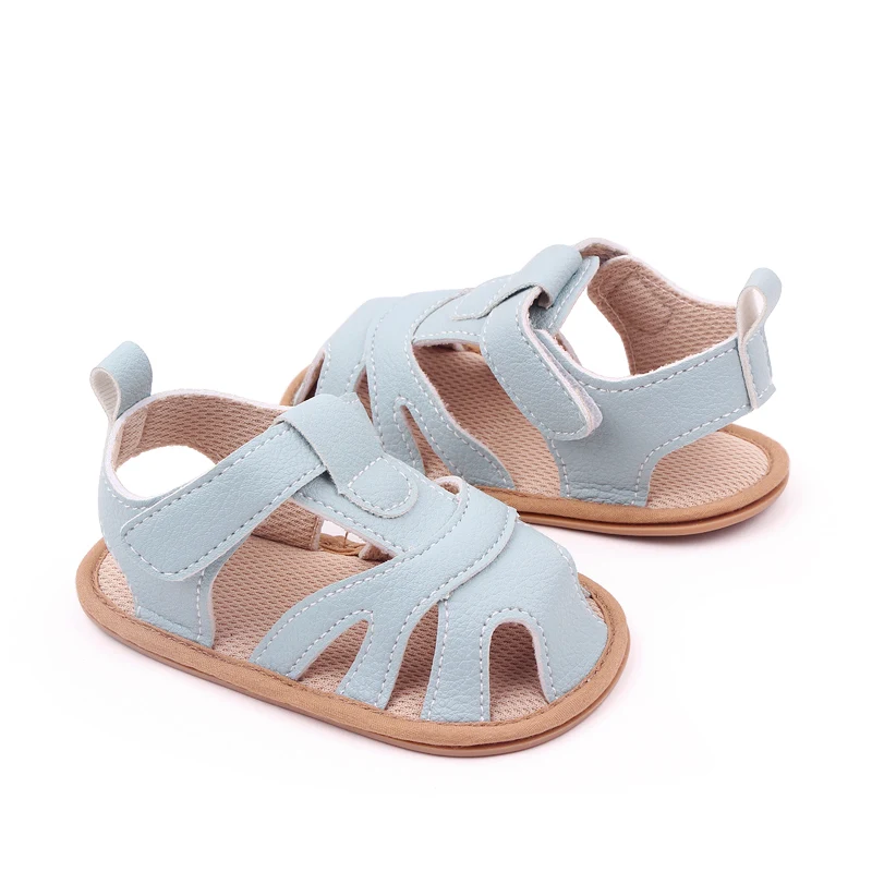 Baby Summer Sandal High Quality TPR Sole Anti-slip Toddler Beach Shoes PU Waterproof for Newborn Boys and Girls 0-9-18 Months