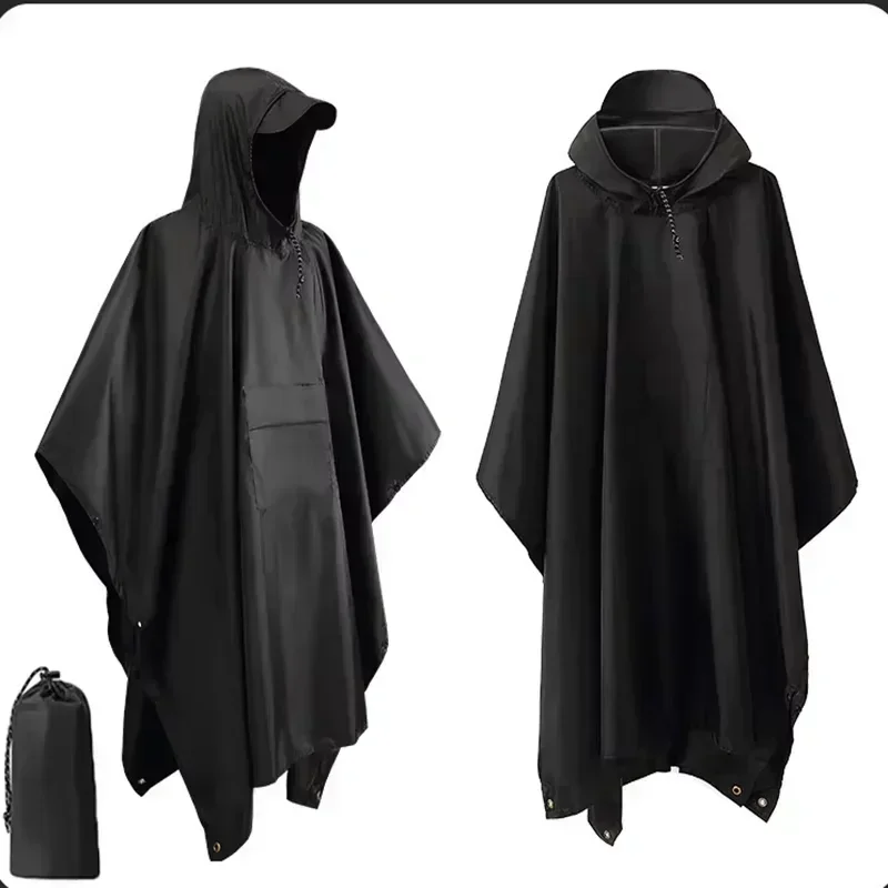 2026 3-in-1 wasserdichter Regenponcho mit Kapuze, Mehrzweck-Regenmantel, Bodenmatte, Unterstand für Outdoor-Camping, Wandern, Motorradfahren und Reisen – Detail 1