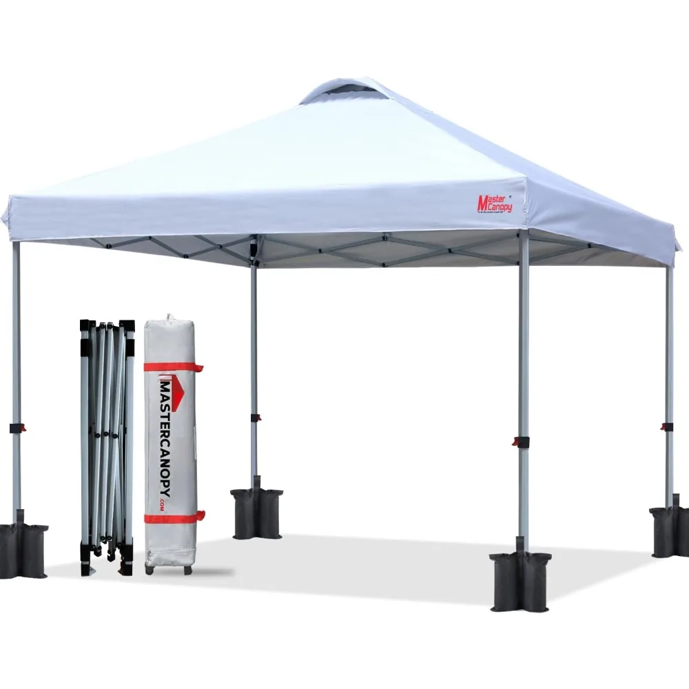 MASTERCANOPY Durable Pop-up Canopy Tent with Roller Bag (10x10, White) Armario Exterior Jardin