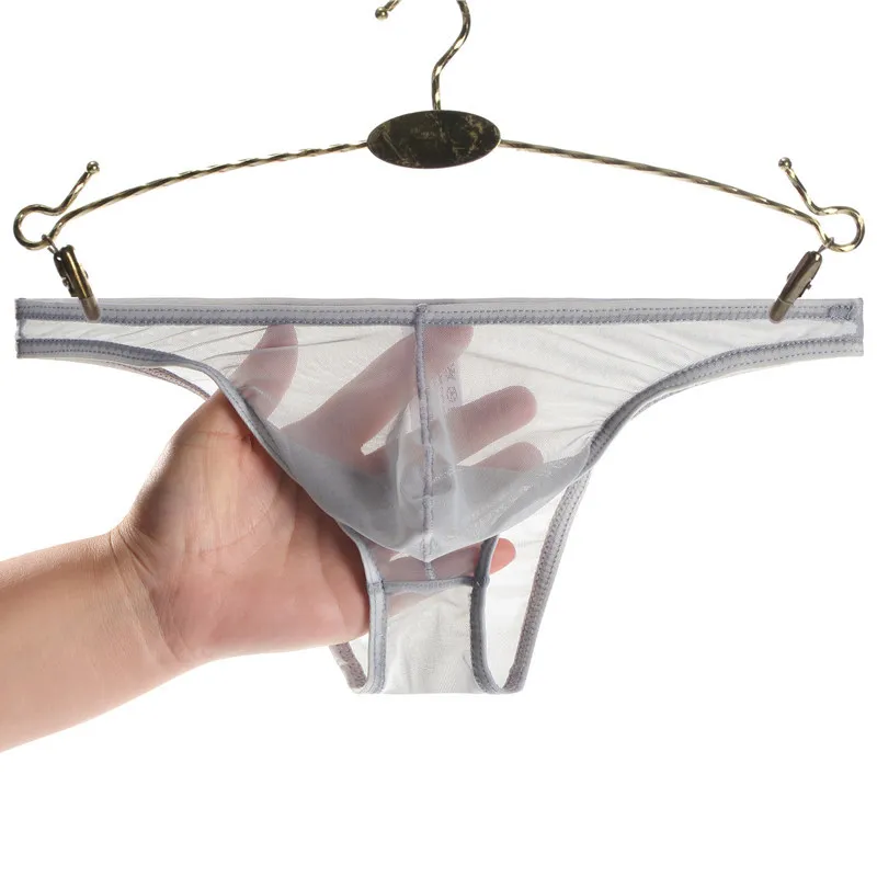 

Men Sexy Cooling Underwear Ultra Thin Sheer Bulge Pouch Briefs Knickers Low Rise Underpants Soft Mesh Panties Male Lingerie