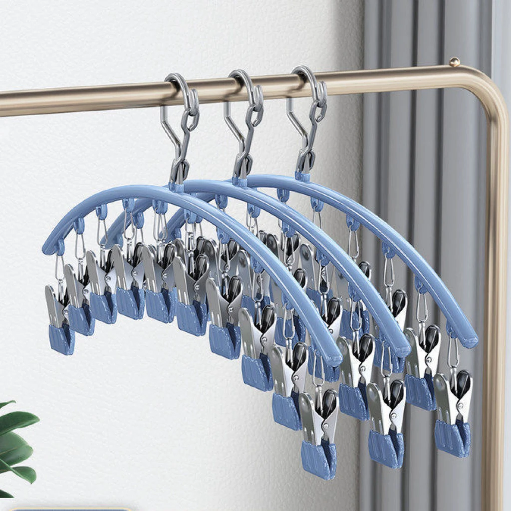 Stainless Steel Socks Drying Rack, Multi Clip Windproof Socks Rack, Multi-Functional Underwear Drying Socks, 1Pc, 3Pcs, 5Pcs