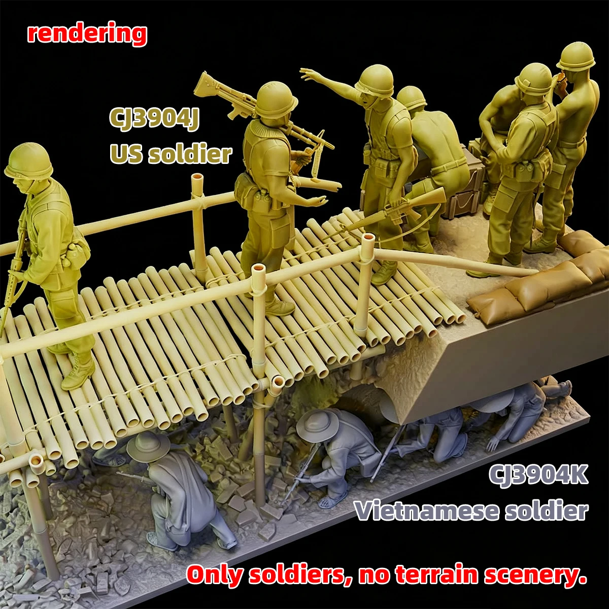 1/35 1/48 1/72 Maßstab Modellbausatz 3D Harz Miniatur-Soldatenfiguren Vietnam-Krieg US- und NVA-Soldaten Unbemalt Unmontiert Diorama – Detail 9