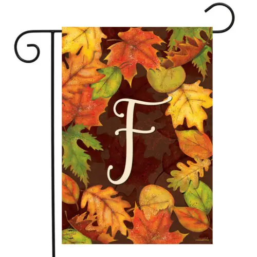 Fall Leaves Monogram Letter F Garden Flag Autumn ; Briarwood Lane