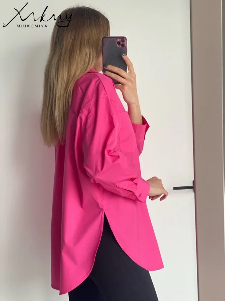 Vriendje Shirts Vrouwen Oversized Katoenen Basic Blouses Losse Chic Vrouw Blouse Vintage Paars Kantoor Outfits Vrouwen Blouse Shirt