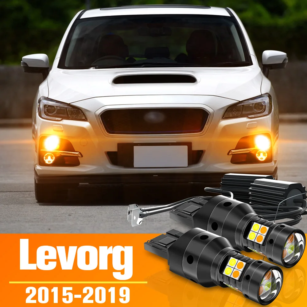 2pcs LED Dual Mode Turn Signal+Daytime Running Light DRL Canbus For Subaru Levorg Accessories Bulb 2015-2019 2016 2017 2018