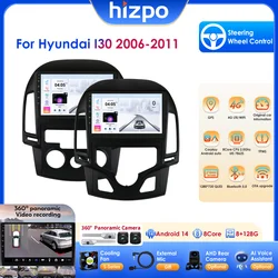 Hizpo 8 Core Android 14 Carplay 2 Din Radios for Hyundai I30 2006 - 2011 Automotive Multimedia UIS7862 GPS Navi BT RDS Stereo 4G
