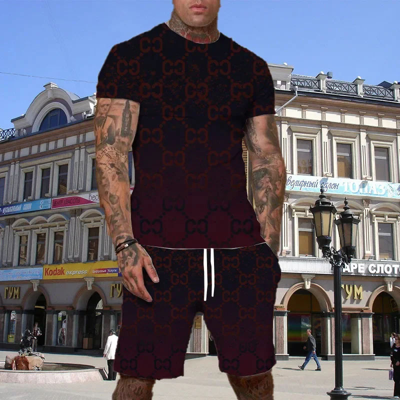 

Explosive Personalized Fashion High-quality Suit 3D Crew Neck Printing Men's Breathable and Comfortable Outdoor Sports Suit