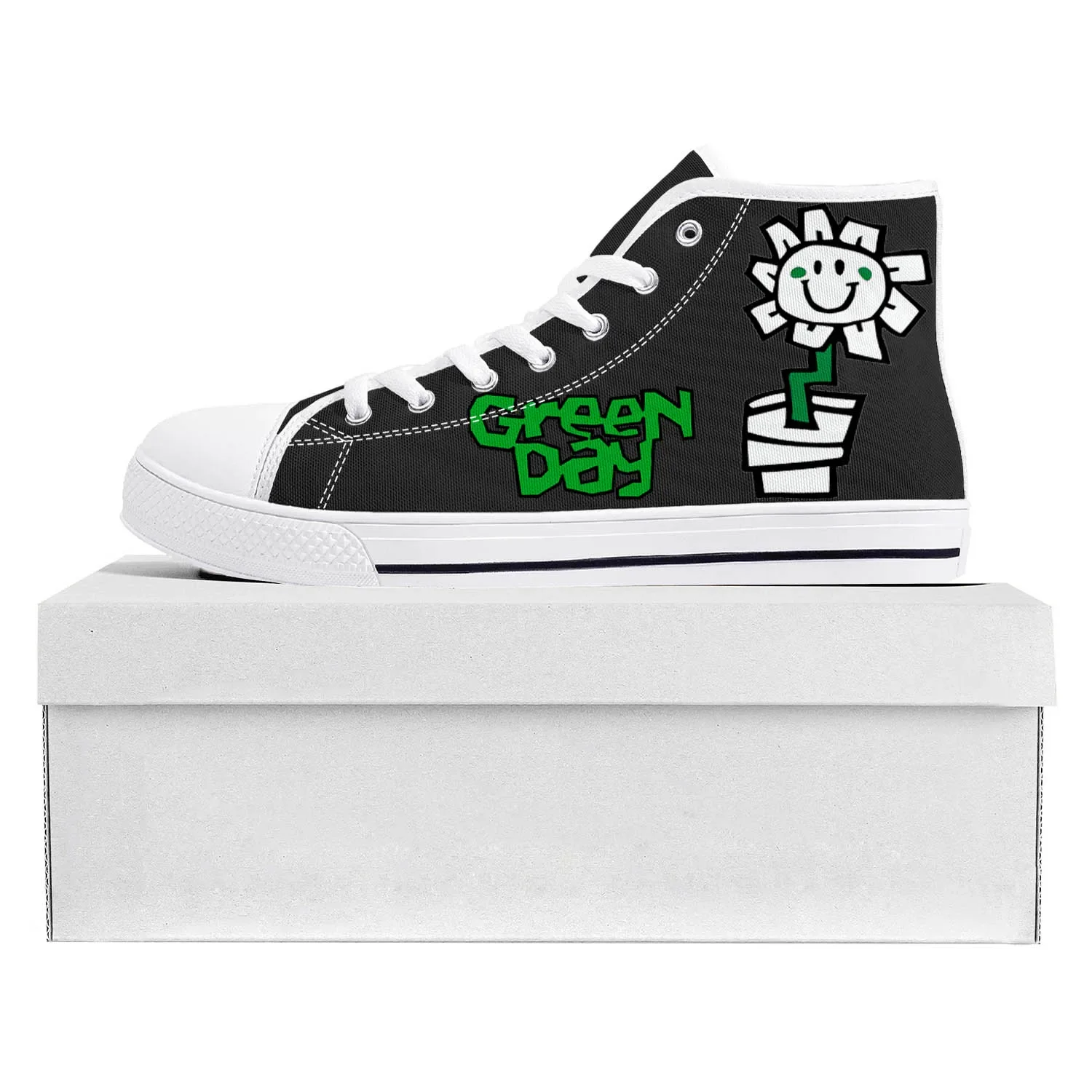 

Green Day Pop Rock Band High Top High Quality Sneakers Mens Womens Teenager Canvas Sneaker Casual Couple Shoes Custom Shoe White