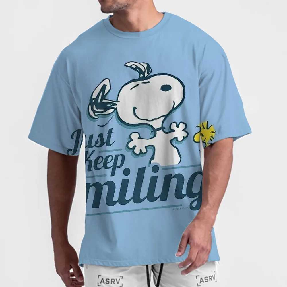 Summer Snoopy print pattern sports breathable clothing large size T-shirt men's T-shirt 3D-printed short-sleeved Kids shirt 110