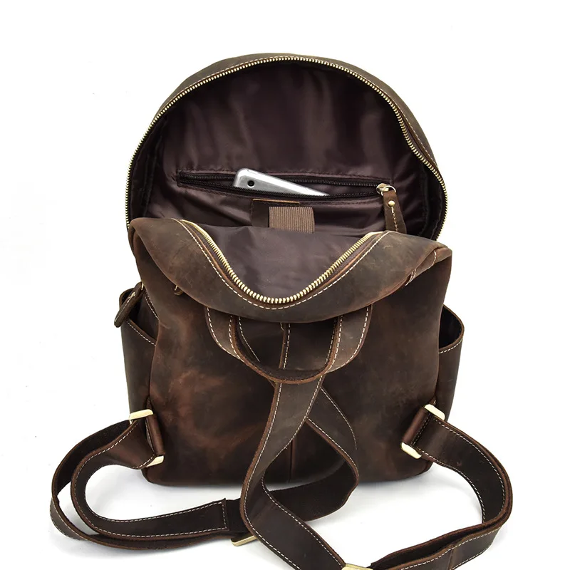 Imagem -05 - Homens Mulheres Mochila Vintage Couro Genuíno para Adolescentes Designer de Luxo Casual Grande Capacidade Bolsa para Portátil Masculino Bolsas de Viagem