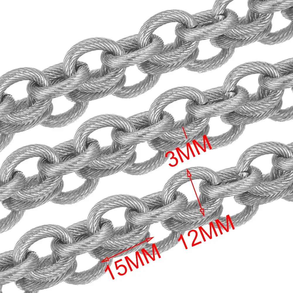 1 Meter Stainless Steel Large Heavy Cross Oval Twist O Textured Chunky Chains for jewelry making Hip Hop Punk Rock DIY Supplies