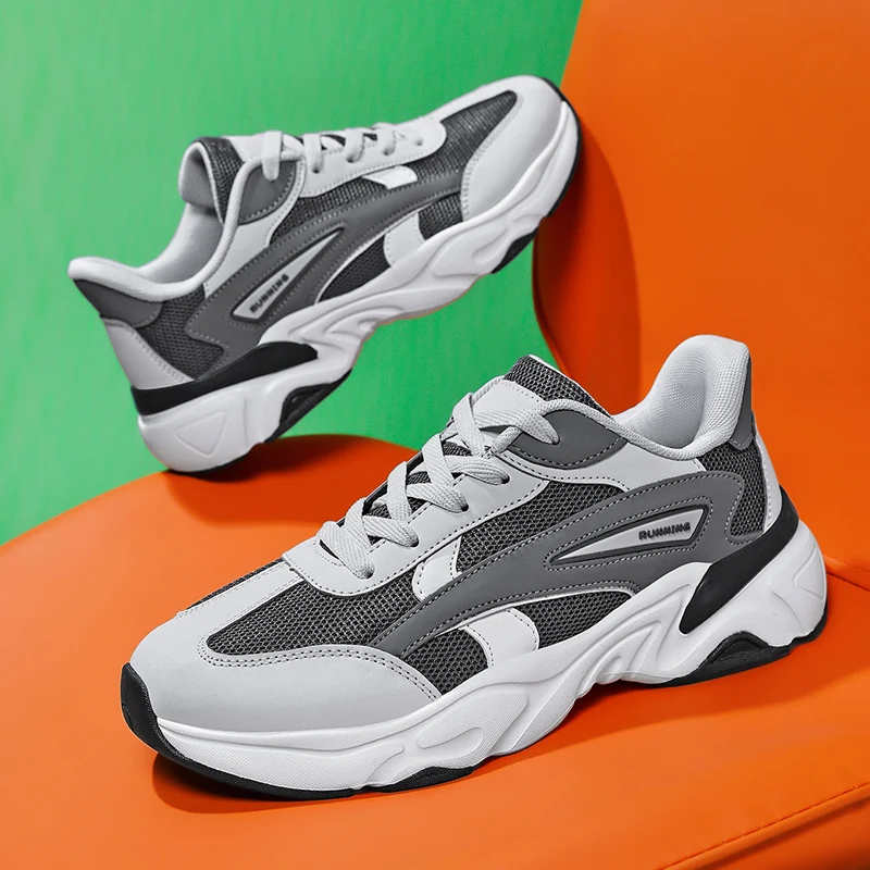 Male All Match Mesh Walking Sneakers Plain Basic Shape Light Shock Outsole Breathable Daily Casual Footwear