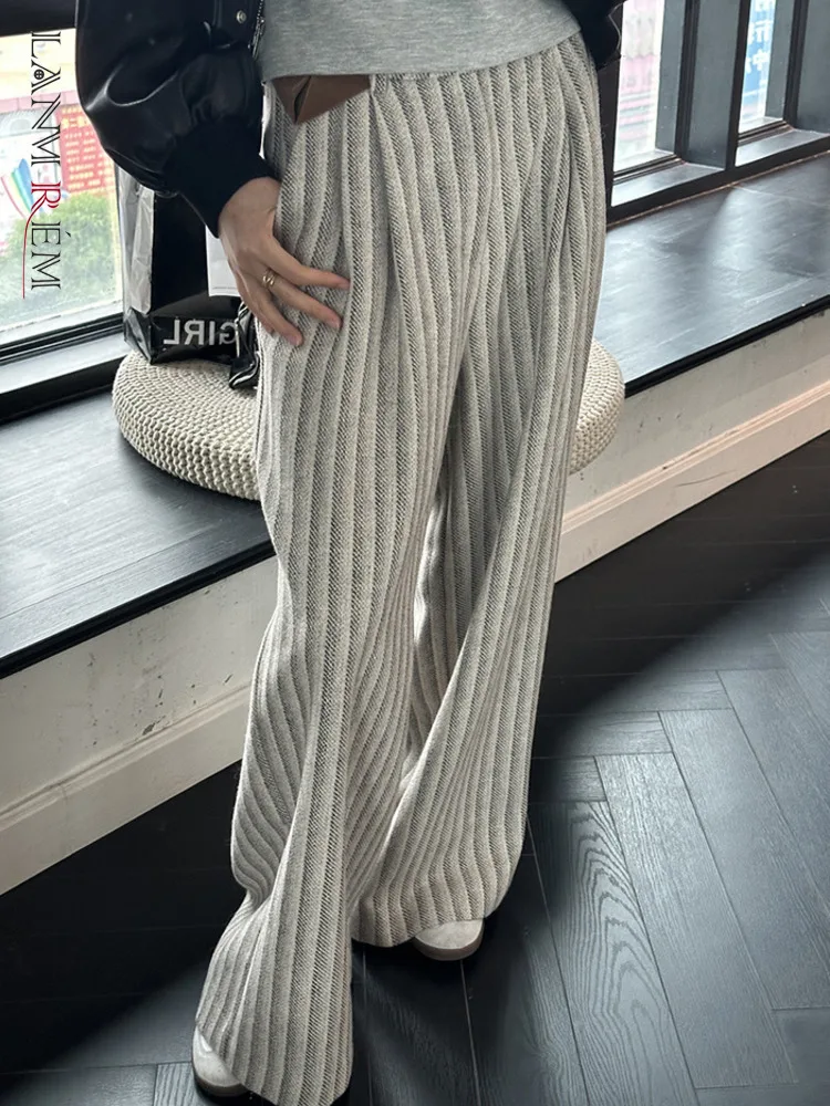 LANMREM 2024 Autumn And Winter New Suit Striped Pants Niche Design Wide Leg Trousers Women's High-end Clothing 2DB1825