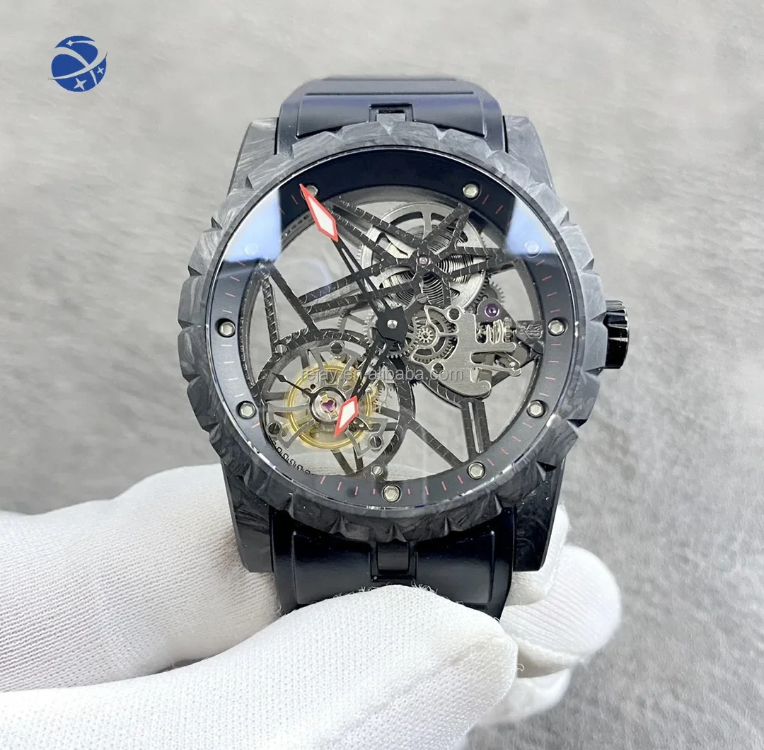 

Часы-скелетоны yunyi Royal AOK с автоматическим механическим механизмом, оригинальные часы цвета розового золота для мужчин, часы Hugo Boss