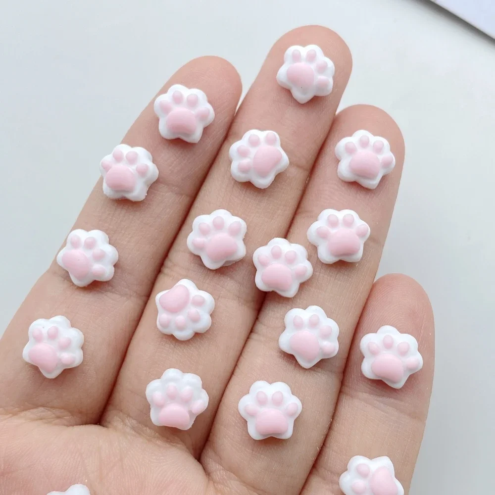 50pcs Mixed Resin Cartoon Mini Cat Paw Flatback Rhinestone Figurines Nail Art DIY Party Scrapbook Accessories Crafts