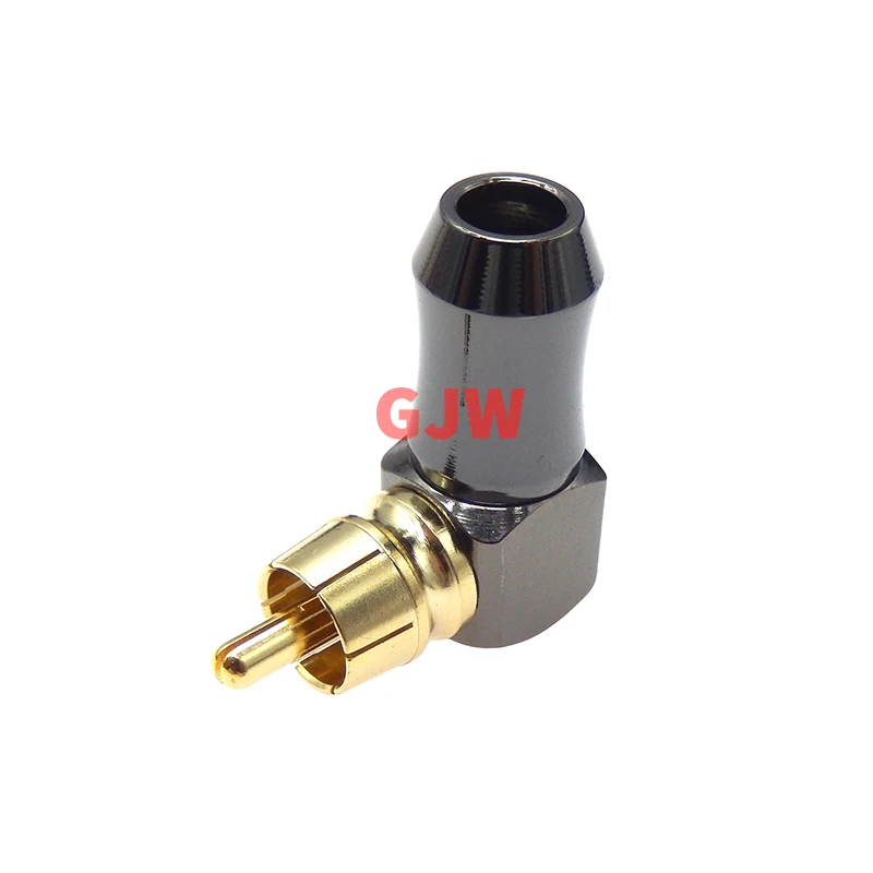 2PCS Hifi 90 Degree RCA Terminals Audio Connector Gold Plug Male RCA Adaptor Speaker Cable Connector Solder Adapter Elbow Jack