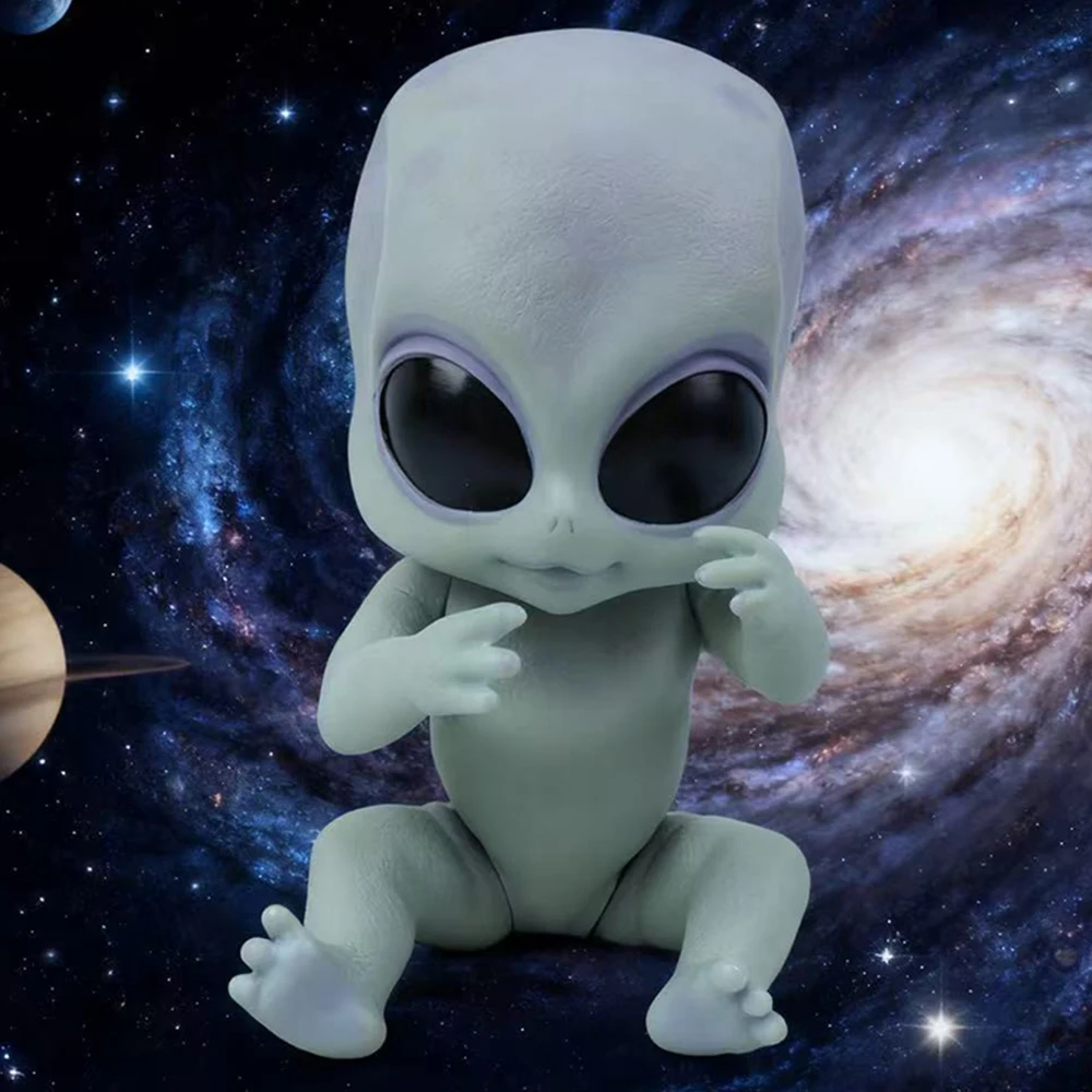 Muñecas Reborn de 14 pulgadas, muñeca alienígena realista, cuerpo completo, vinilo duro plateado, juguetes artísticos coleccionables hechos a mano, regalos