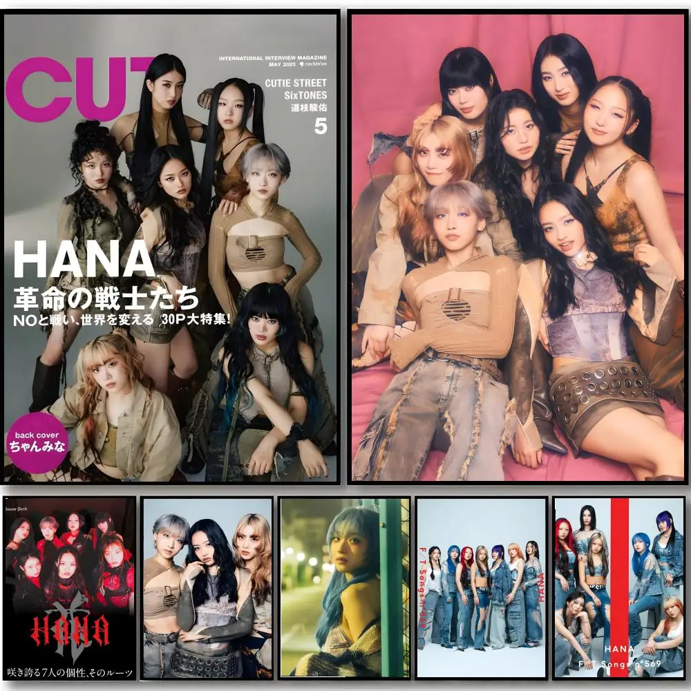 Lebendiges, niedliches koreanisches K-Pop-Girlgroup-H-Hanae-Poster, HD-Kunst, selbstklebende Wanddekoration, wasserfest, für Zuhause, Schlafzimmer, Bar, ästhetische Dekoration