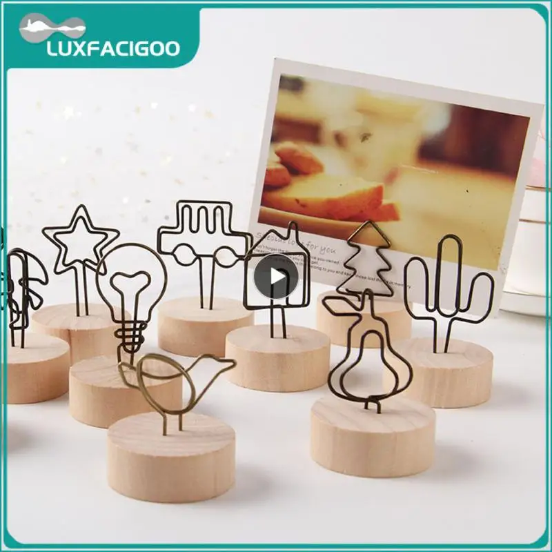 창의적이고 튼튼한 집 장식, 로맨틱 재미 있고 사랑스러운 메시지 메모 홀더, 종이 클램프 메모 거치대, 나무 카드 홀더