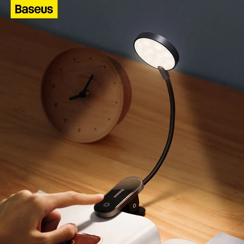 

Baseus LED Clip Table Lamp Stepless Dimmable Wireless Desk Lamp Touch USB Rechargeable Reading Light LED Night Light Laptop Lamp