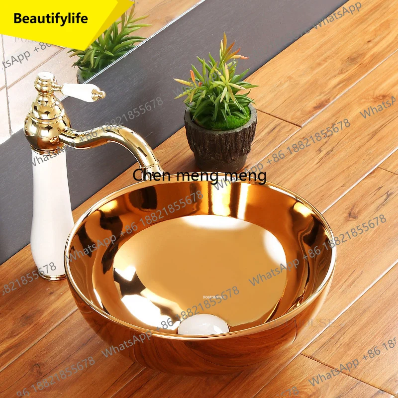 

Современная керамическая раковина A17 в скандинавском стиле, золотистая, для ванной комнаты, устанавливаемая на столешницу, класса люкс