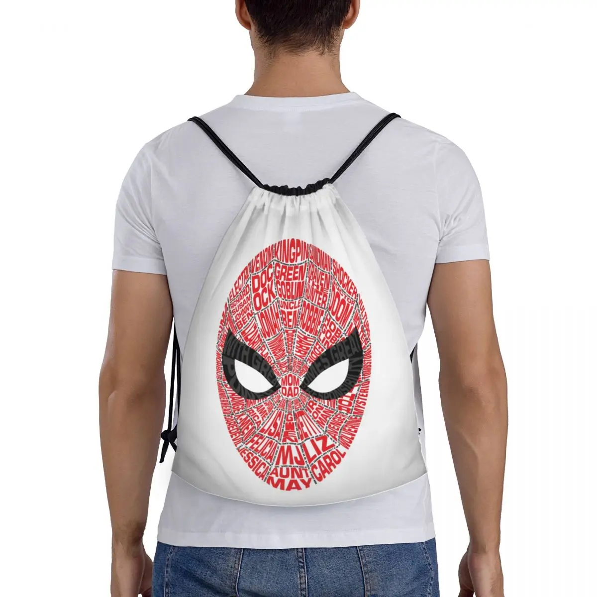 Изготовленная на заказ сумка с рисунком супергероя Человека-паука на шнурке для мужчин и женщин, легкий спортивный рюкзак для хранения в тренажерном зале