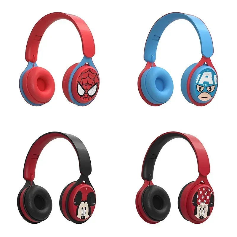 Disney Stitch Headphones Bluetooth Wireless Foldable Spider Man Headsets HIFI Stereo Sound Earphones for Kids Anime Cartoon Y08