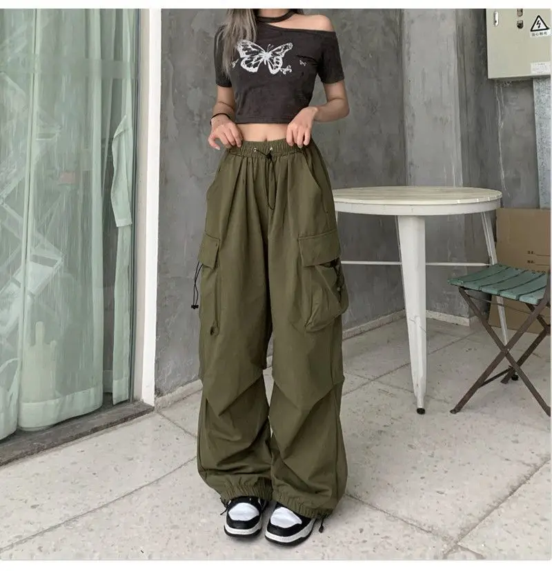 Retro-Arbeitskleidung für Damen, Sommer, gerade Passform, fließend, knöchelgebunden, lockere und lässige lange Hose mit weitem Bein – Detail 7