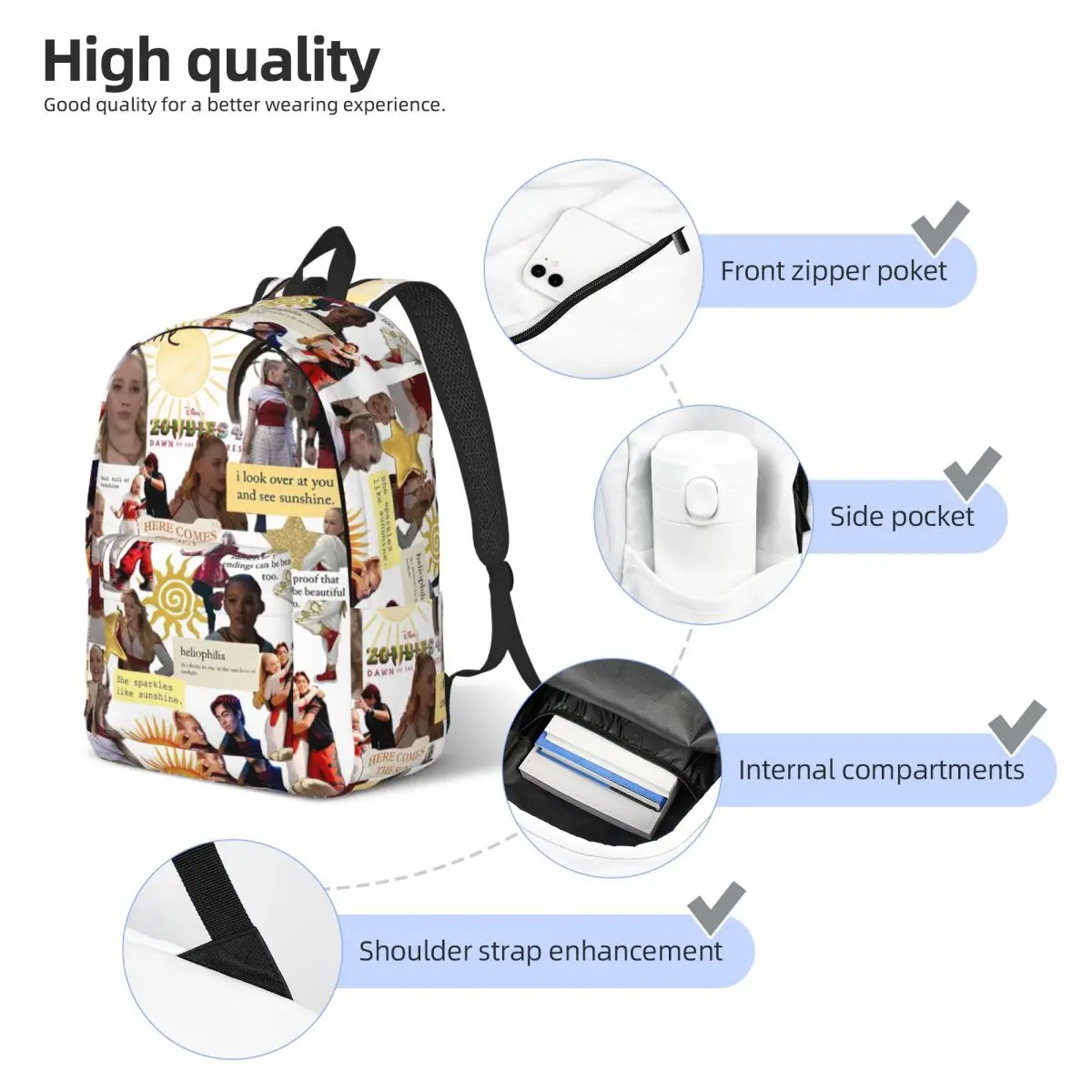 الزومبي 4 فجر مصاصي الدماء حقيبة ظهر عادية في الهواء الطلق طالب الأعمال نوفا فيكتور Daypack الرجال النساء كمبيوتر محمول حقيبة قماش قنب