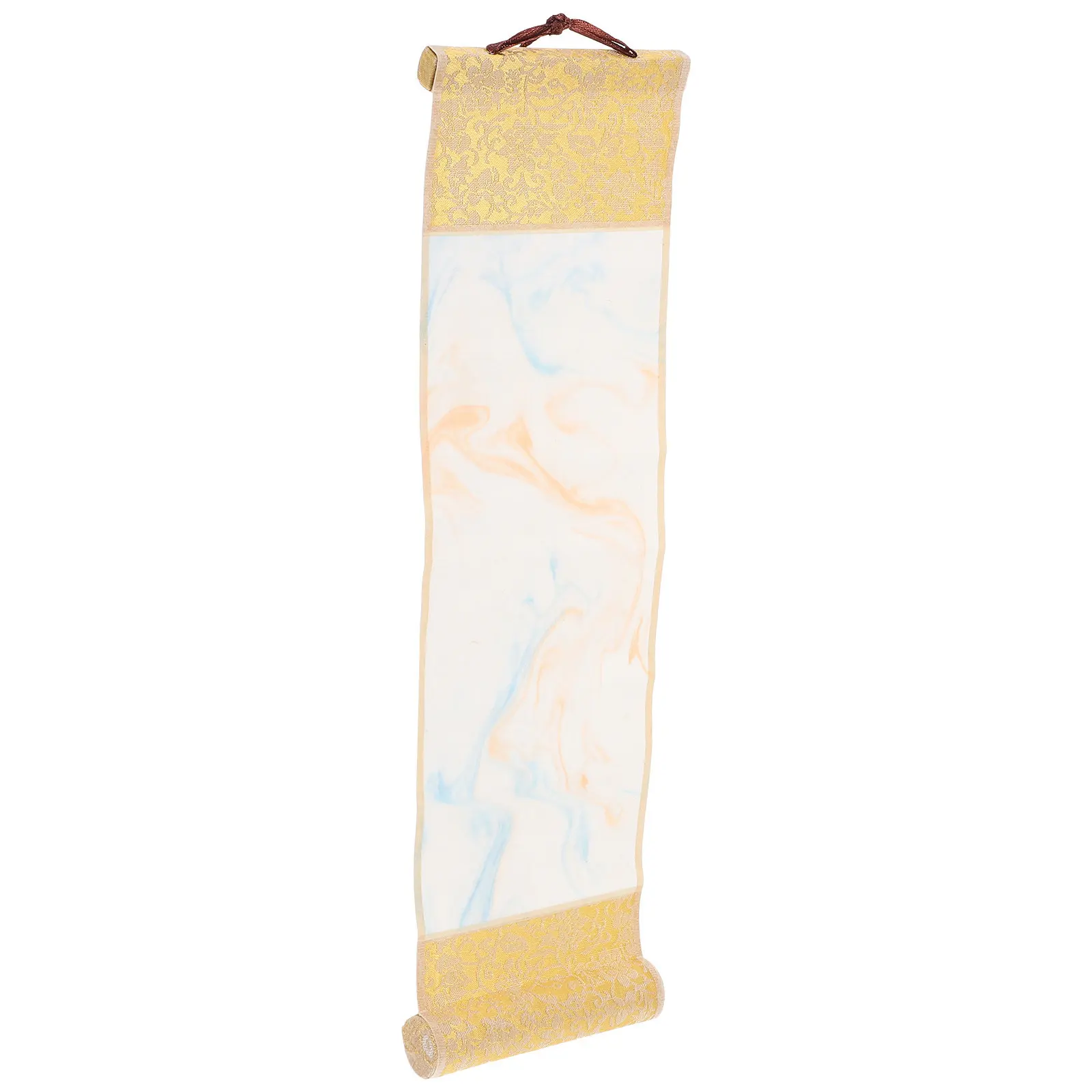 Chinese Calligraphy Blank Scroll Vintage Wax-Dyed Finish Semi-Cooked Surface Gilded Vertical Hanging Wall Art for Artists