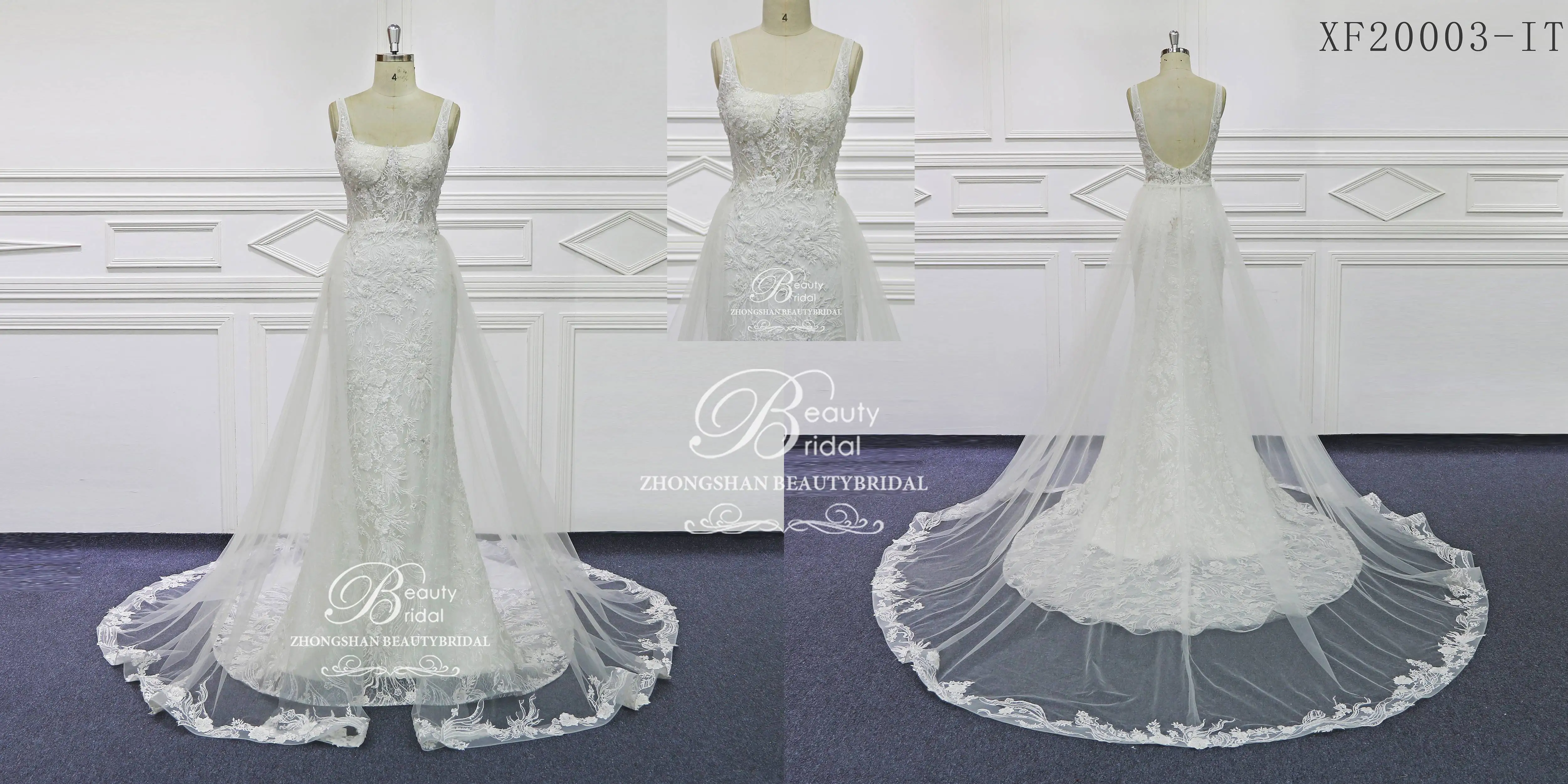 2023weddingdress sereia laço feito sob encomenda tribunal trem squarecollar clássico womandress nupcial árabe romântico xf20003 beautyfull