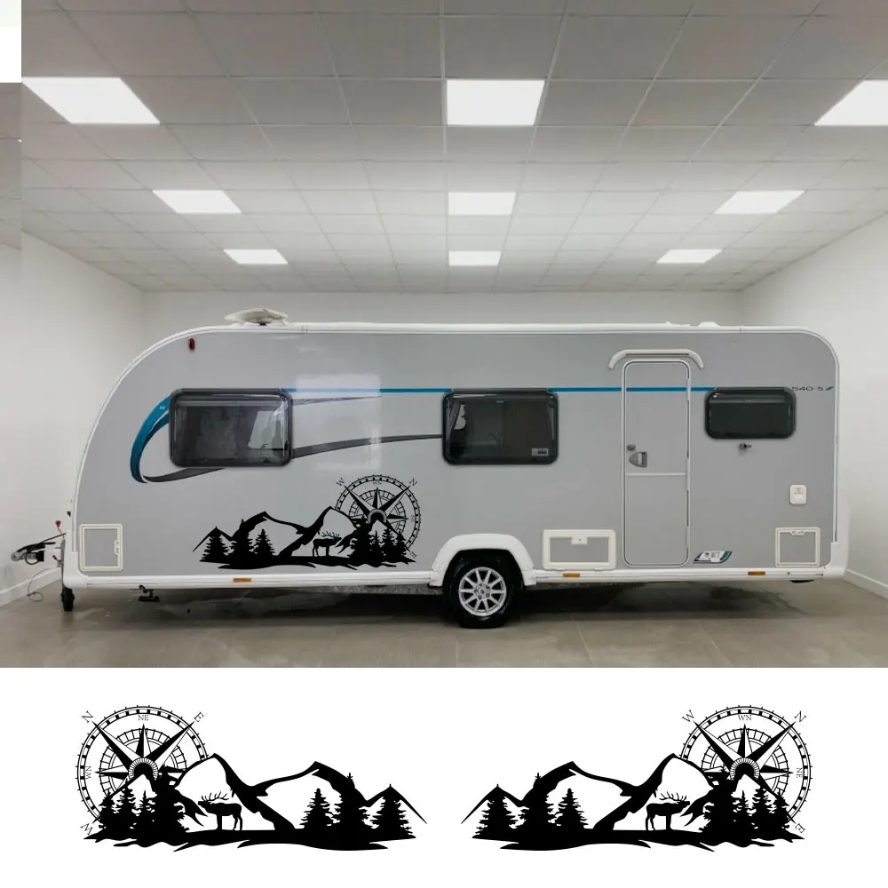 

2PCS Car Stickers Mountain Graphics For Motorhome Horsebox Caravan RV Camper Van Body Decor Vinyl Decals Accessories