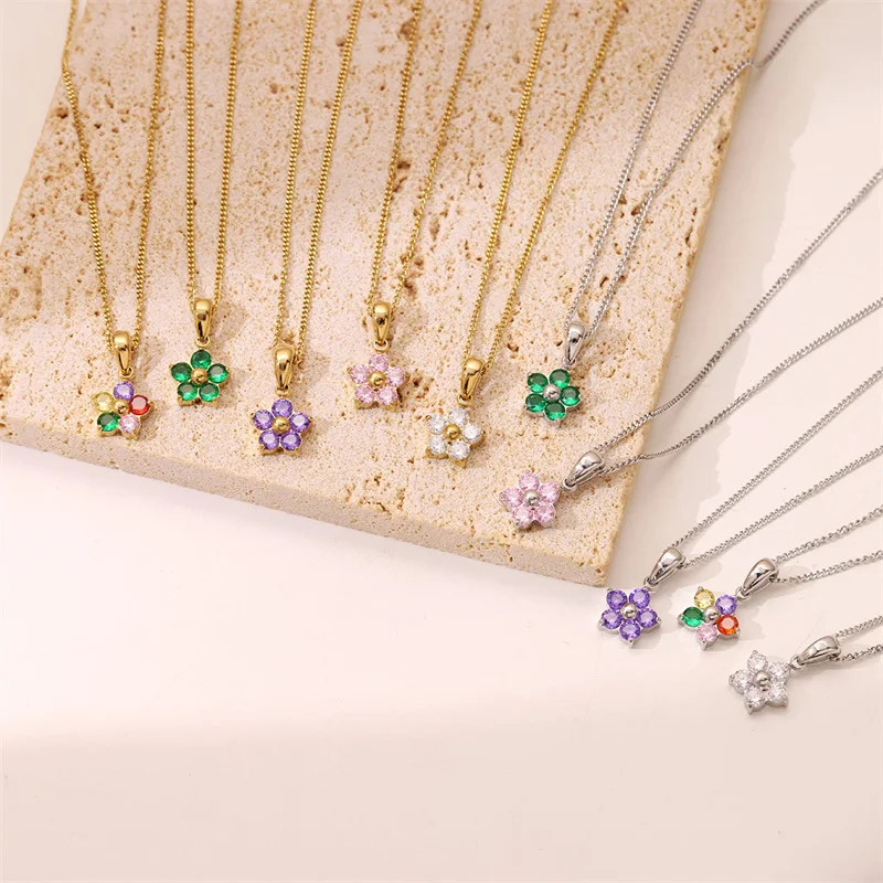 Premium Stainless Steel Luxury Of Design Necklace Gold Plated Stars Zircon Pendant Clavicle Chain For Girlfriend Birthday Gift