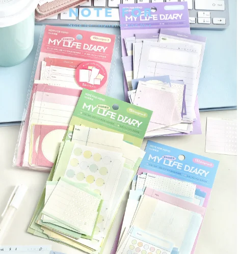 

4packs/lot Memo Pads Material Paper My Life Diary Junk Journal Scrapbooking Retro Background Decoration