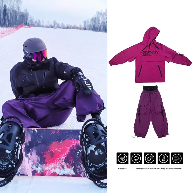thiened-waterproof-windproof-snowboard-suit-for-men-and-women-outdoor-violet-ski-set-skiing-workwear-trousers-neutral