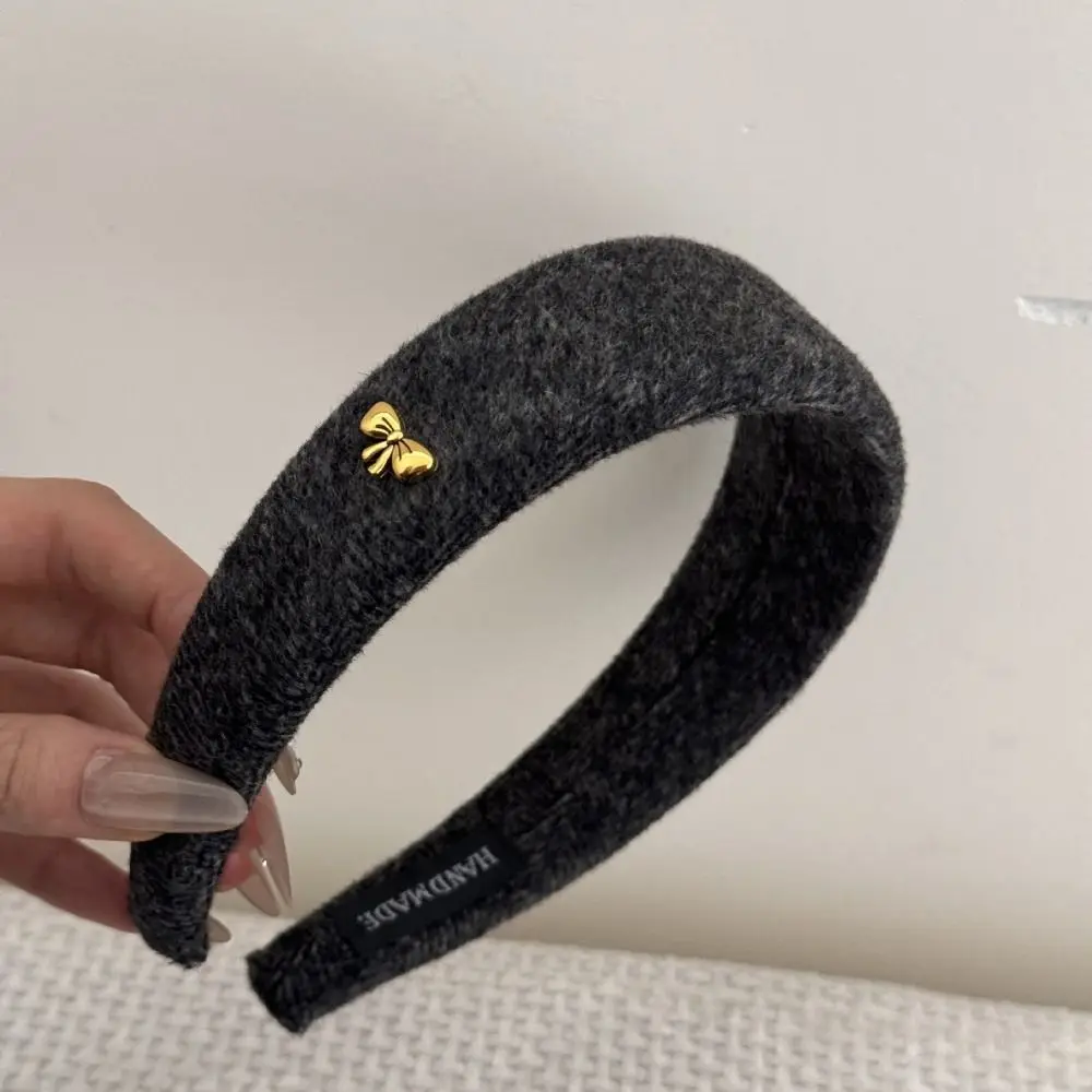 Versatile Solid Color Wide Edge Headband Fabric Cover Thin Design Velvet Headband Sponge Padding Thick Hair Band Winter Season