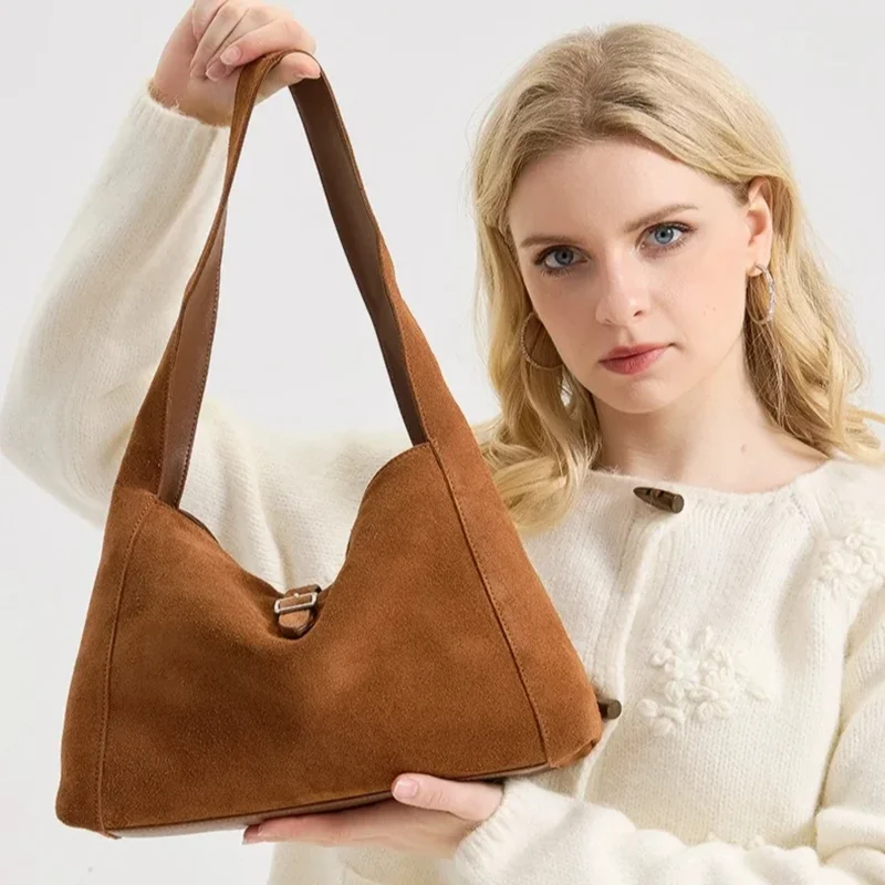 

Autumn Winter Collection Large Capacity Tote Matte Natural Suede Leather Women Shopper Handbag Luxury Fashion Commute Handbags