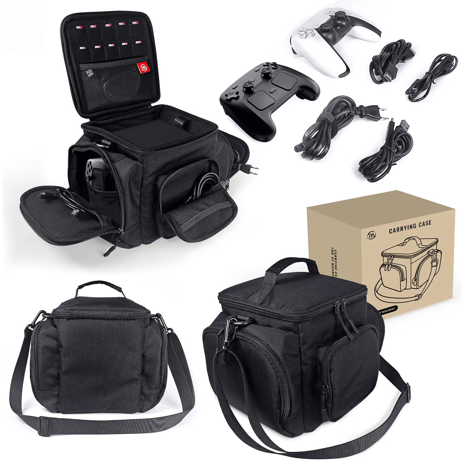 Waterproof Crossbody Carrying Case for Steam Machine Large Capacity Multi Pockets Shoulder Bag Gaming Console Storage Bag