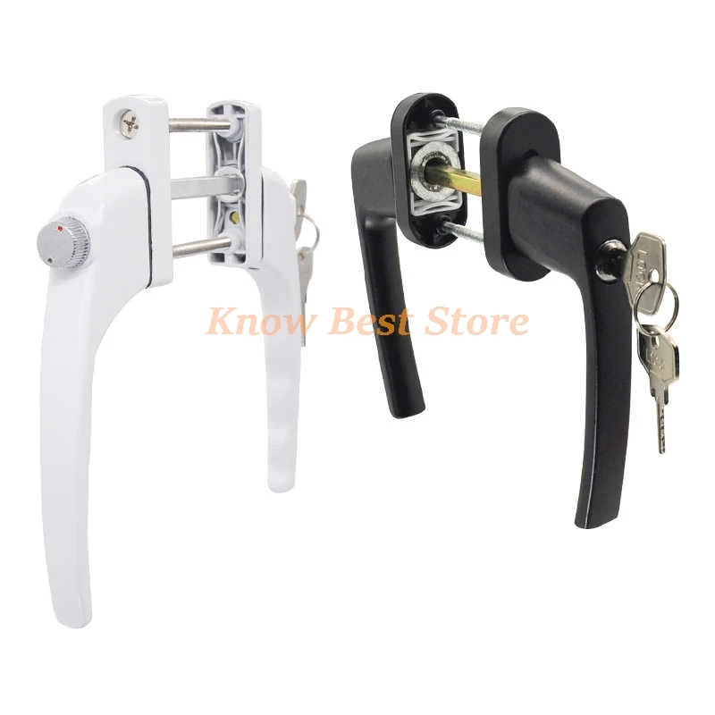 1PCS Plastic Steel Door Through Drive Handle With Lock And Safety Swing Door And Window Hardware Accessories Door Lock