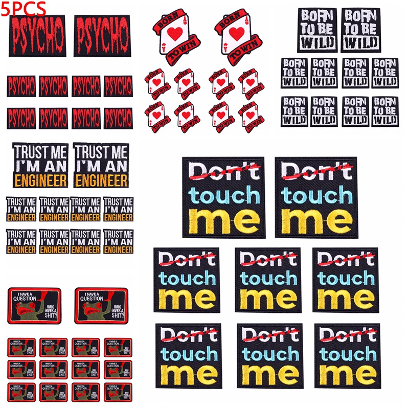 5PCS/lots Punk Letters Applique Embroidery Patches For Clothing Sticker DIY Don't Touch Me Iron On Patches On Clothes Decoration