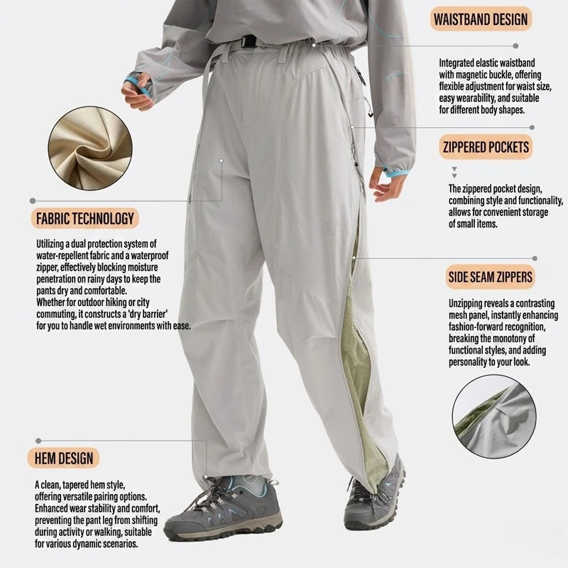 Unisex Lightweight Softshell Functional Hiking Pants - Adjustable Fit Moisture-Wicking & Tear-Resistant for Outdoor & Daily Wear view 3