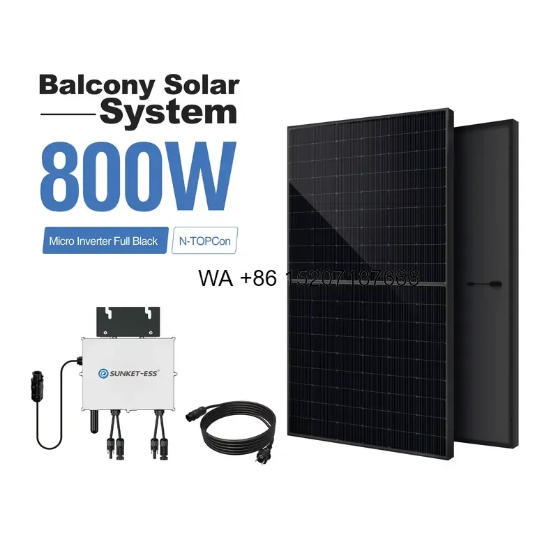 Wmwmnu for Sunket Plug and Play Solar System 600W 800W 1200W Complete Set Balcony Solar Panel Power Plant Kit for Home Energy