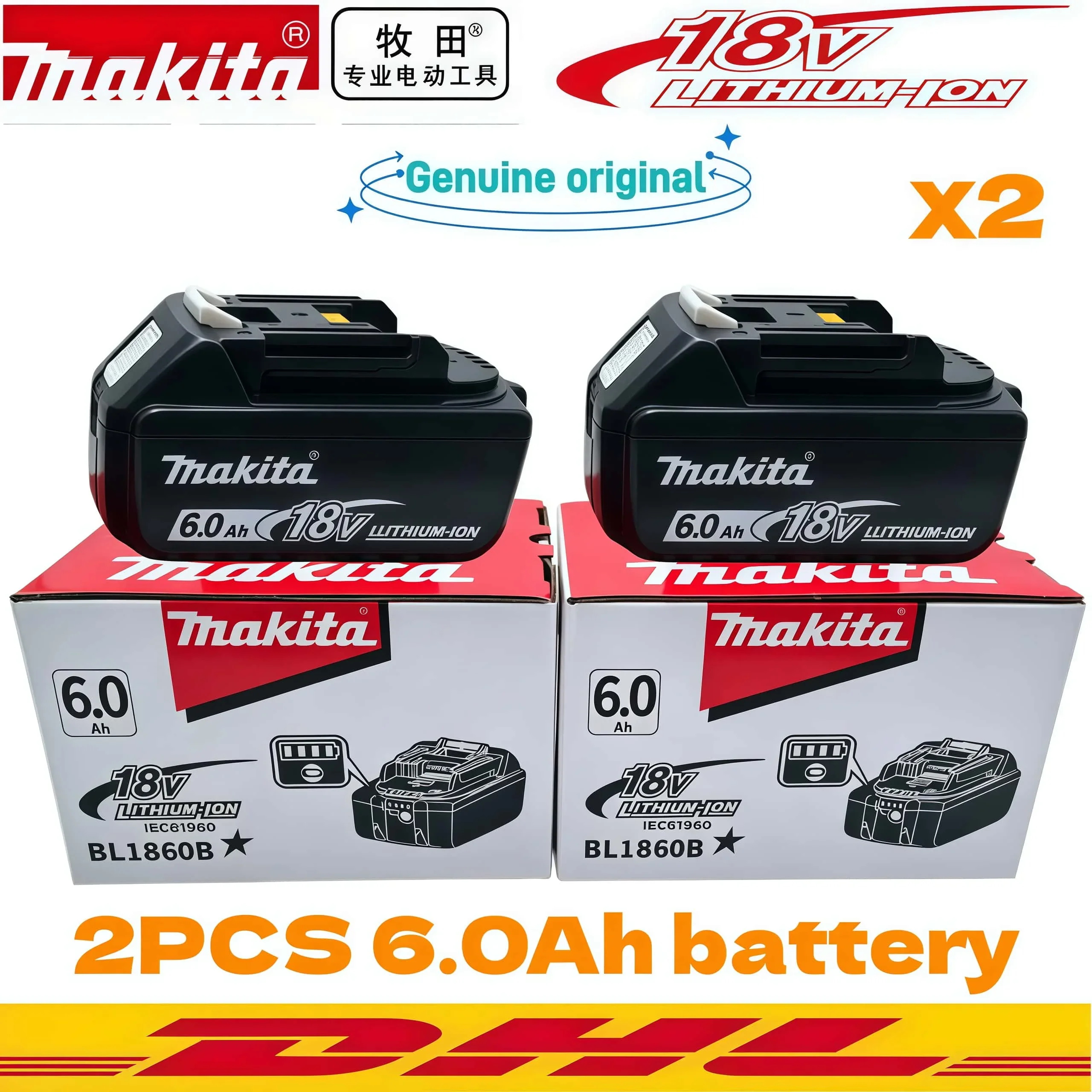 100% Original Makita 18V6AH Battery Is Compatible with Makita 18V LXT Series Batteries, Including BL1860B, BL1850, BL1840, Etc