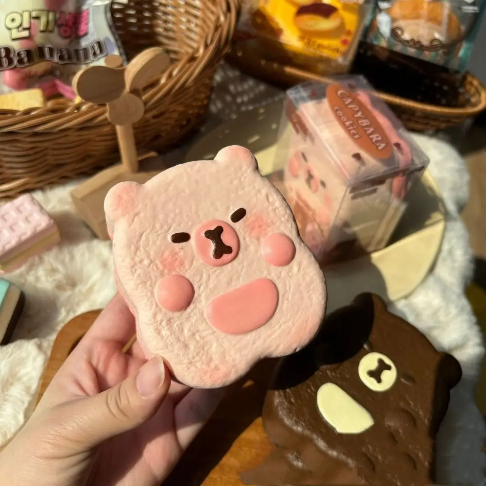 Capivara biscoito ventilação espremendo brinquedos chocolate lento rebote bonito animal pitada brinquedo super macio criativo dos desenhos animados pitada brinquedo