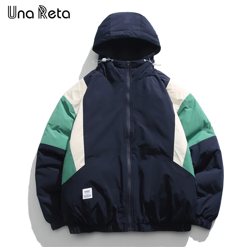 

Una Reta Parka Coat Autumn Winter Men Clothing Streetwear Vintage Coat Loose Hip Hop Color Stitching Men's Jacket