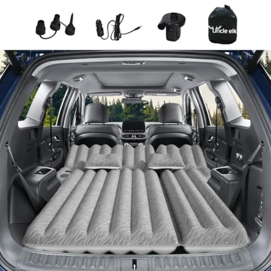 

Inflatable for Camping, Flocking Bed with Pump and 2 Pillows, Portable Sleeping Pad Mattress for Home Car Travel Camping