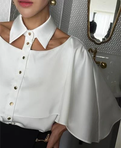 

Dongda Gate Women's Hollow out irt Spring 2026 Ele Slimming Top Comfortable Commute Sle Loose Fit Regular Sve